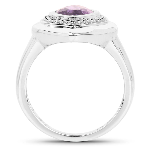 2.00 Carat Genuine Amethyst .925 Sterling Silver Ring