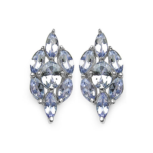 1.30 Carat Genuine Tanzanite .925 Sterling Silver Earrings