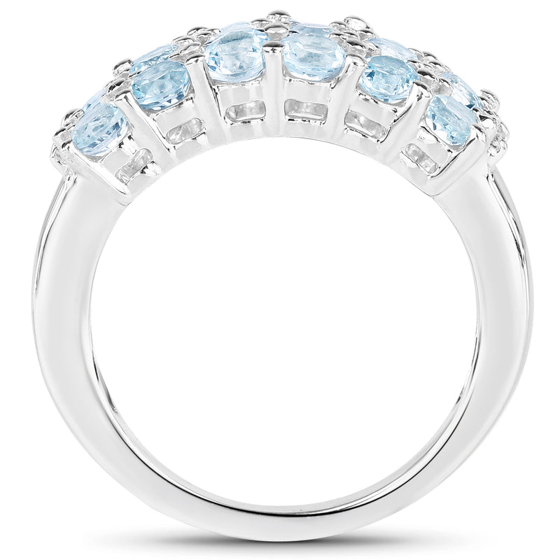 2.29 Carat Genuine Blue Topaz & White Topaz .925 Sterling Silver Ring