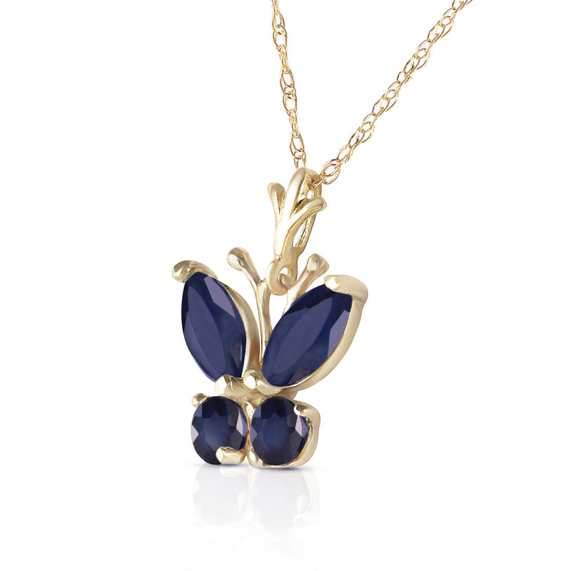 0.6 Carat 14K Solid Yellow Gold Butterfly Necklace Natural Sapphire