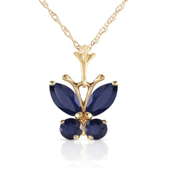 0.6 Carat 14K Solid Yellow Gold Butterfly Necklace Natural Sapphire