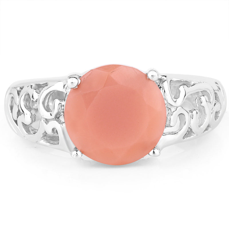 3.30 Carat Genuine Peach Moonstone .925 Sterling Silver Ring