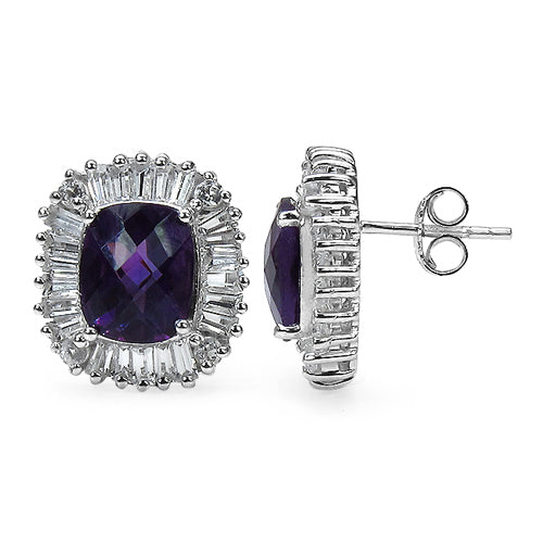 6.10 ct. t.w. Amethyst and White Topaz Earrings in Sterling Silver