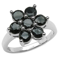 2.31 Carat Genuine Black Sapphire .925 Sterling Silver Ring
