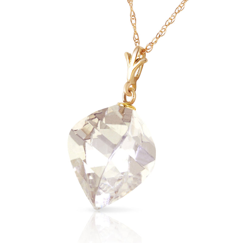 12.8 Carat 14K Solid Yellow Gold Necklace Twisted Briolette White Topaz