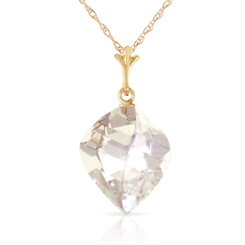 12.8 Carat 14K Solid Yellow Gold Necklace Twisted Briolette White Topaz