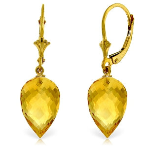 19 Carat 14K Solid Yellow Gold Pointy Briolette Drop Citrine Earrings