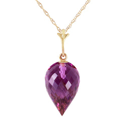 9.5 Carat 14K Solid Yellow Gold Necklace Pointy Briolette Drop Amethyst