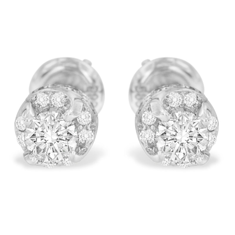 14K White Gold 1ct TDW Diamond Stud Earrings (I-JI1-I2)