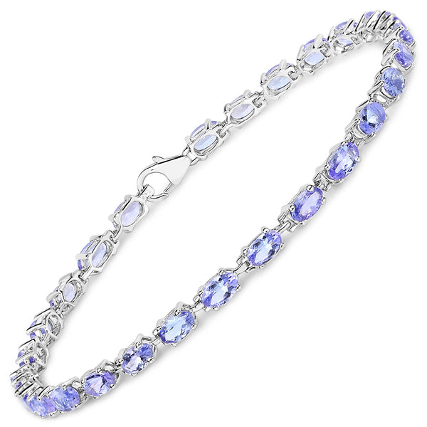 4.59 Carat Genuine Tanzanite .925 Sterling Silver Bracelet