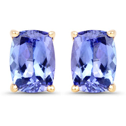 2.15 Carat Genuine Tanzanite 14K Yellow Gold Earrings