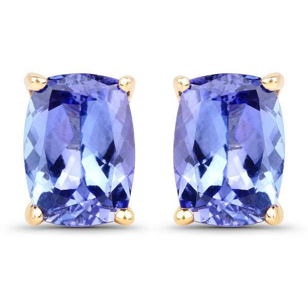 2.15 Carat Genuine Tanzanite 14K Yellow Gold Earrings