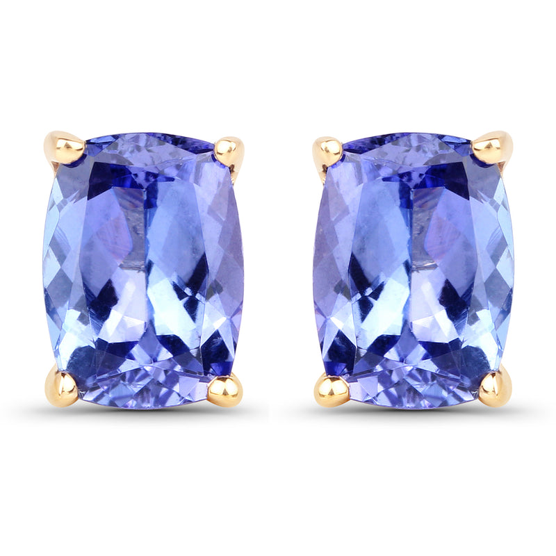 2.15 Carat Genuine Tanzanite 14K Yellow Gold Earrings