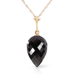 12.25 Carat 14K Solid Yellow Gold Necklace Pointy Briolette Drop Black Spinel