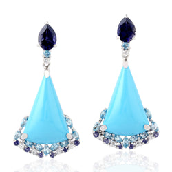 18.04ct Natural Cubic Zirconia Dangle Earrings 925 Sterling Silver Jewelry