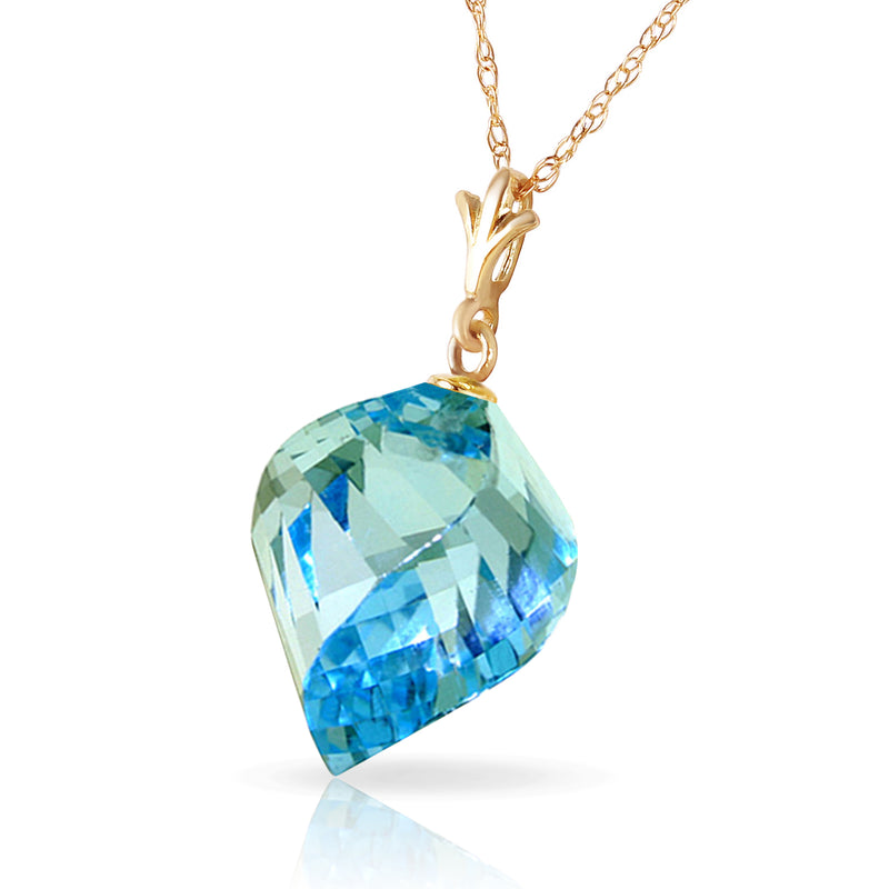 13.9 Carat 14K Solid Yellow Gold Necklace Twisted Briolette Blue Topaz