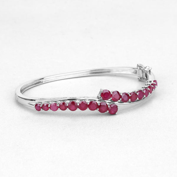 7.48 Carat Glass Filled Ruby Sterling Silver Bangle