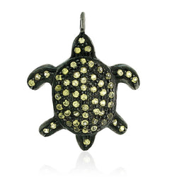 Tortoise Charm Pendant Yellow Sapphire 925 Sterling Silver Handmade Jewelry Gift