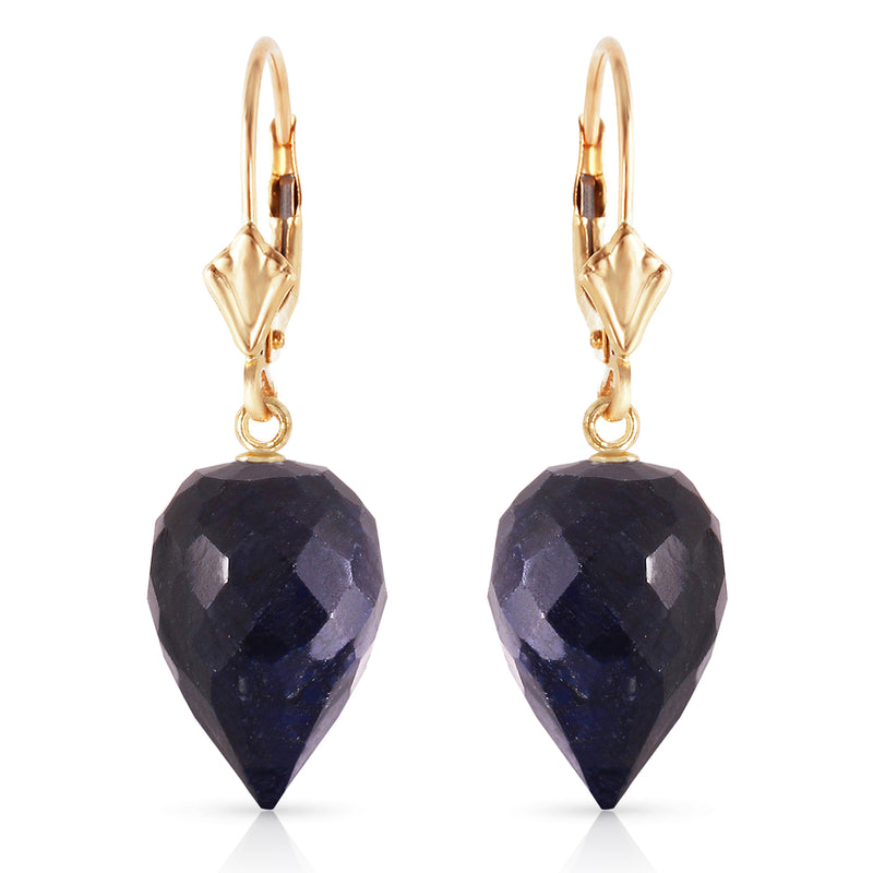 25.7 Carat 14K Solid Yellow Gold Drop Briolette Sapphire Earrings