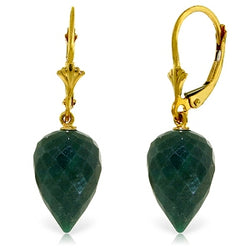 25.7 Carat 14K Solid Yellow Gold Drop Briolette Emerald Earrings