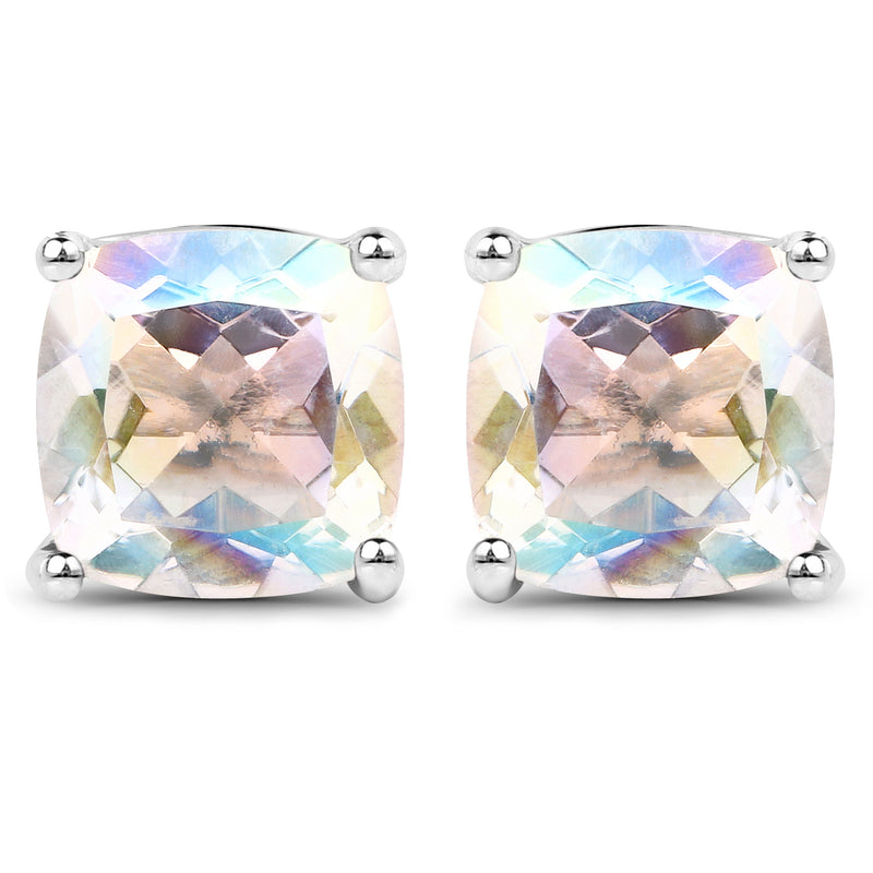 4.20cttw Crystal Rainbow Mystic Quartz .925 Sterling Silver Earrings