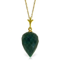 12.9 Carat 14K Solid Yellow Gold Necklace Pointy Briolette Drop Emerald