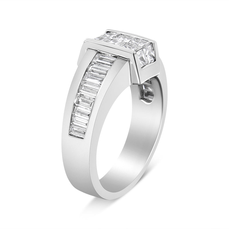14K White Gold 2 3/4 ct. TDW Princess and Baguette-cut Diamond Ring (G-H SI1-SI2)