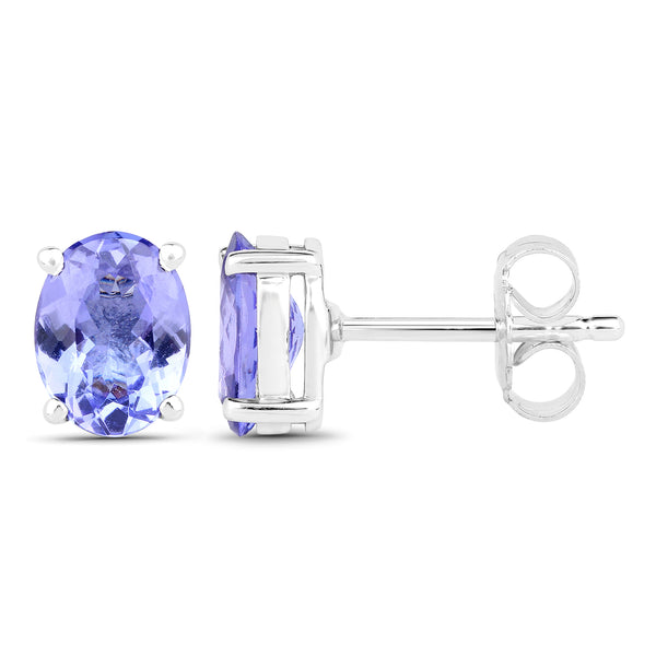 2.30 Carat Genuine Tanzanite .925 Sterling Silver Earrings