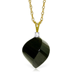 15.55 Carat 14K Solid Yellow Gold Necklace Diamond Twisted Briolette Black Spinel