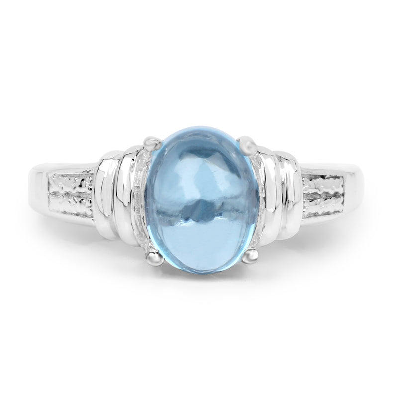2.10 Carat Genuine Swiss Blue Topaz .925 Sterling Silver Ring