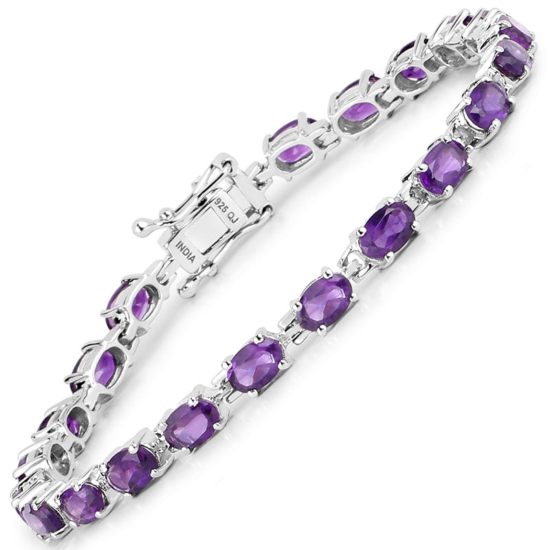 7.98 Carat Genuine Amethyst .925 Sterling Silver Bracelet