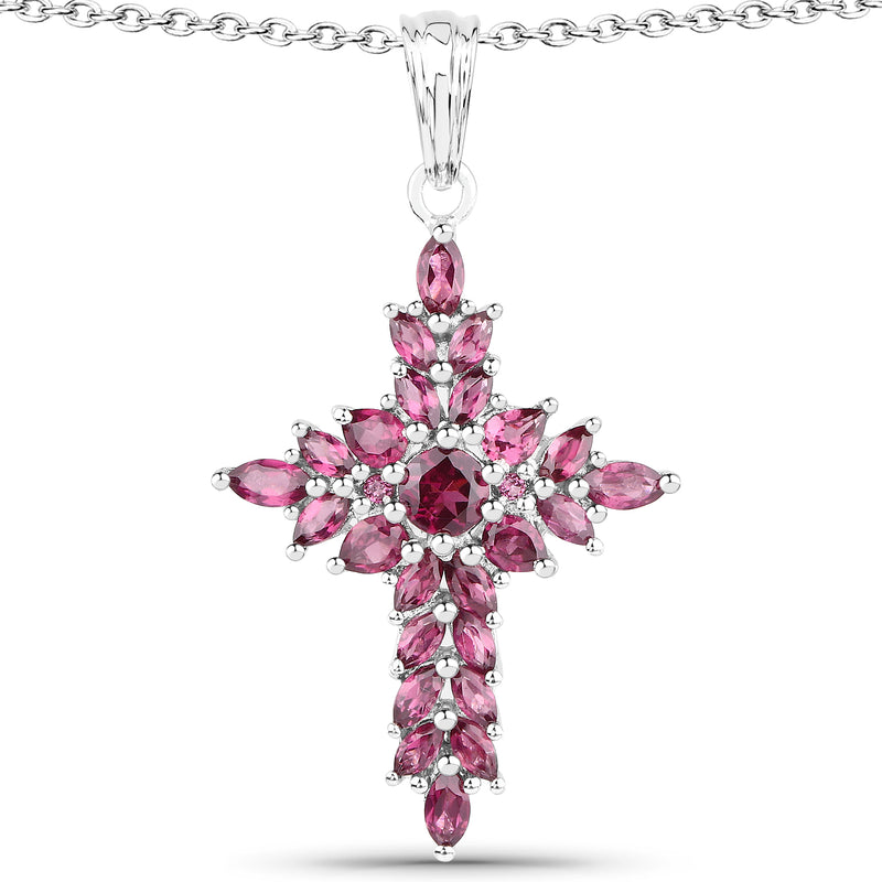 3.35 Carat Genuine Rhodolite .925 Sterling Silver Pendant