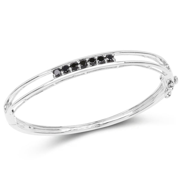 1.03 Carat Genuine Black Diamond .925 Sterling Silver Bangle