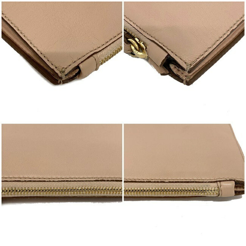 Stella McCARTNEY Clutch Bag Beige 502892 W892 6802 Leather with Strap STELLA Punching Mini Soft Pouch