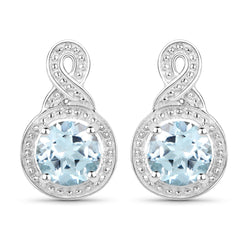 1.90 Carat Genuine Blue Topaz .925 Sterling Silver Earrings