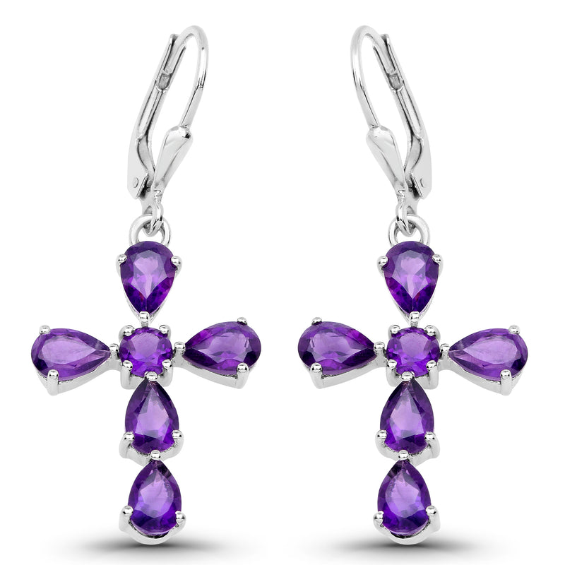 4.18 Carat Genuine Amethyst .925 Sterling Silver Earrings