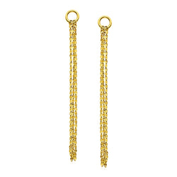 14k Yellow Gold Post Earrings with Texture Chain Dangles