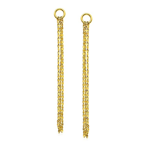 14k Yellow Gold Post Earrings with Texture Chain Dangles