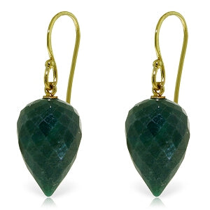 25.8 Carat 14K Solid Yellow Gold Fish Hook Earrings Natural Emerald