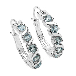 1.20 Carat Genuine Blue Topaz .925 Sterling Silver Earrings