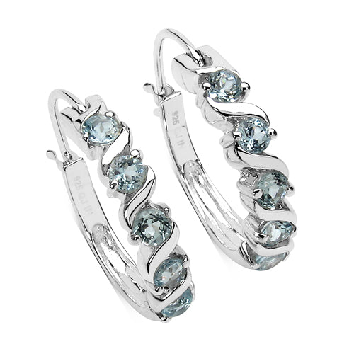 1.20 Carat Genuine Blue Topaz .925 Sterling Silver Earrings