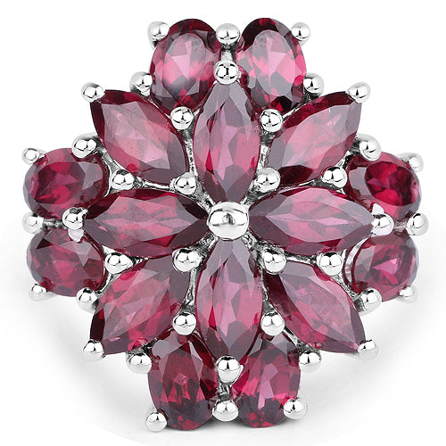 9.20 Carat Genuine Rhodolite .925 Sterling Silver Ring