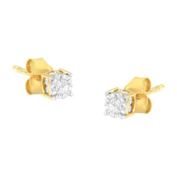 Yellow Plated Sterling Silver Diamond Stud Earring (1/4 cttw, I-J Color, I2-I3 Clarity)