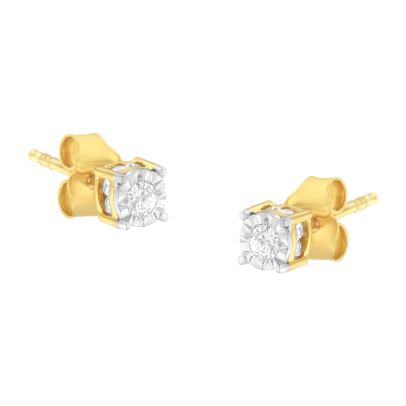 Yellow Plated Sterling Silver Diamond Stud Earring (1/4 cttw, I-J Color, I2-I3 Clarity)