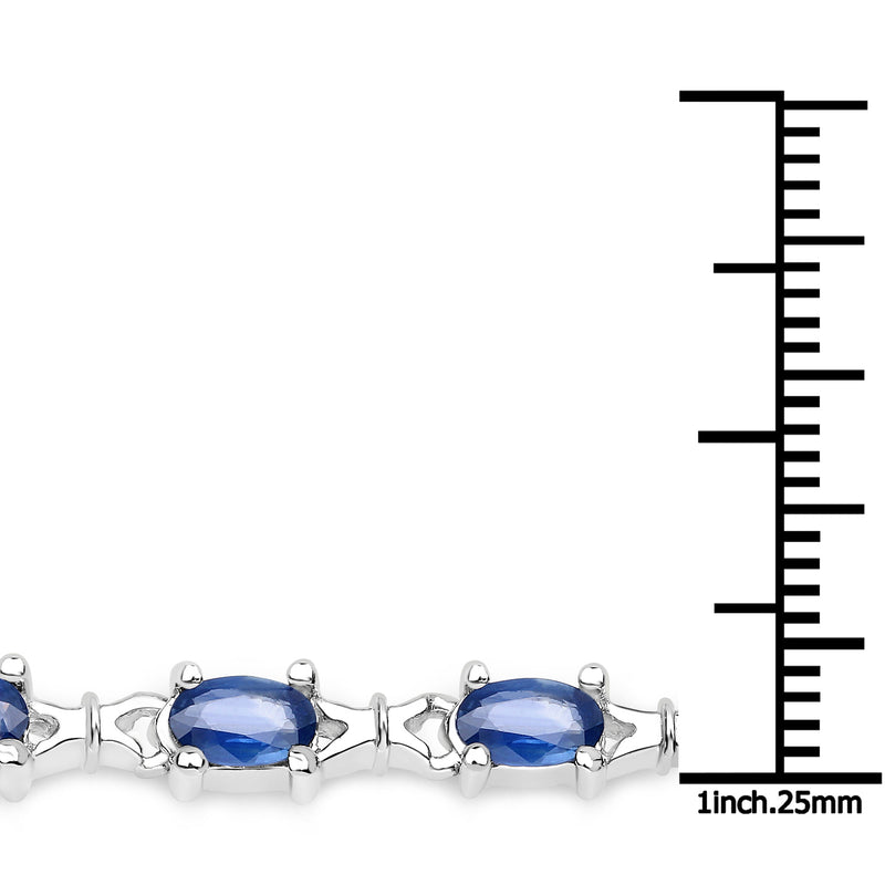 4.18 Carat Genuine Blue Sapphire .925 Sterling Silver Bracelet