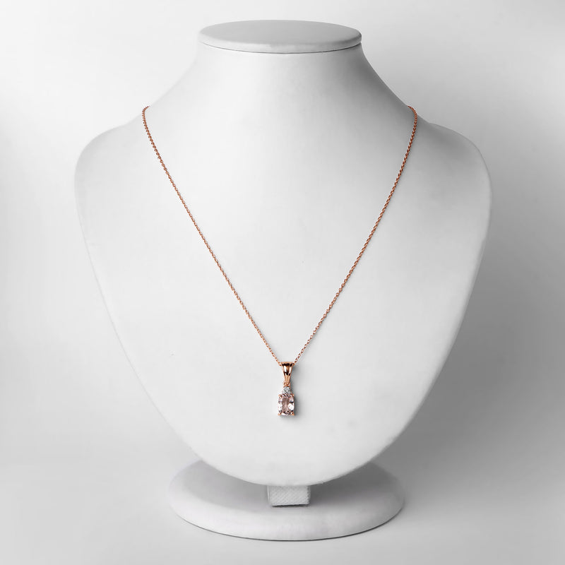 1.12 Carat Genuine Morganite and White Topaz .925 Sterling Silver Pendant