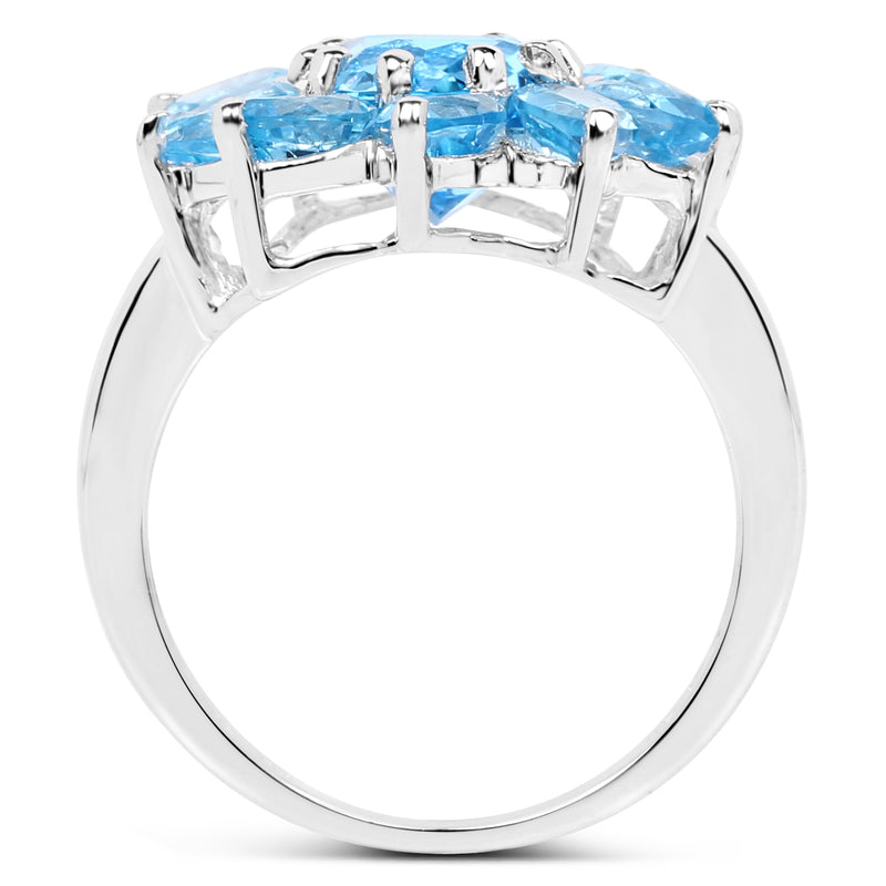 6.35 Carat Genuine Swiss Blue Topaz .925 Sterling Silver Ring