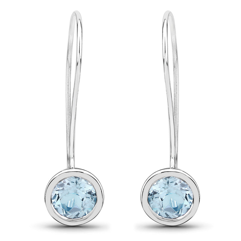 2.96 Carat Genuine Blue Topaz .925 Sterling Silver Earrings