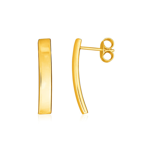 14K Yellow Gold Curved Bar Earrings