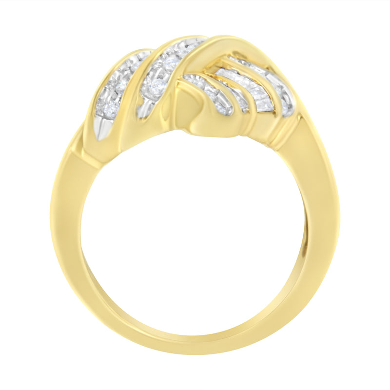 14K Yellow Gold 1ct TDW Diamond Crossover Ring (H-ISI1-SI2)